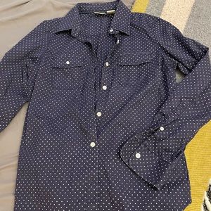 L.l Bean polka dot button down shirt